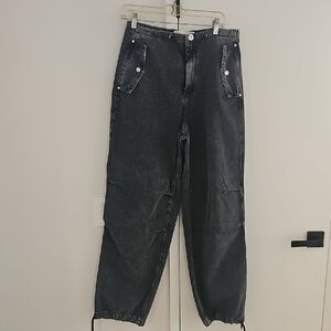 Dion Lee Parachute Stylish Black Denim Pants. Size Small/4-6